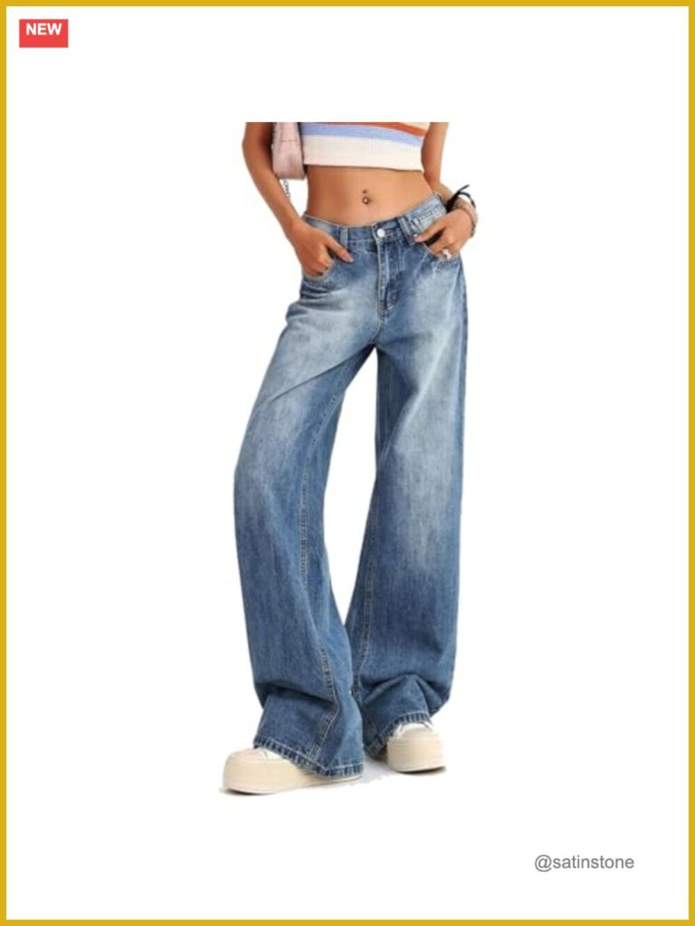 Women's Low Rise Baggy Jeans Y2K Wide Leg Denim Pants